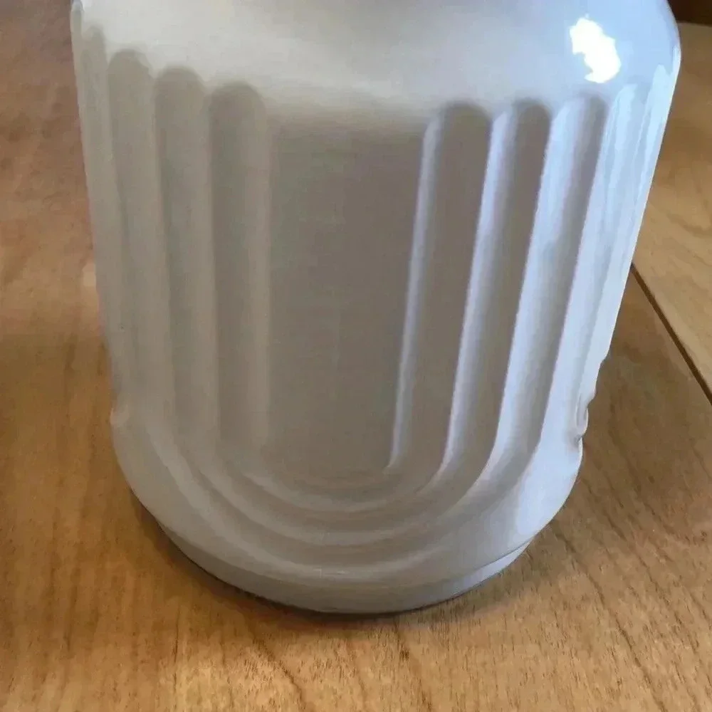 MCM painted glass vase.  8” tall.  White - Picture 2 of 9